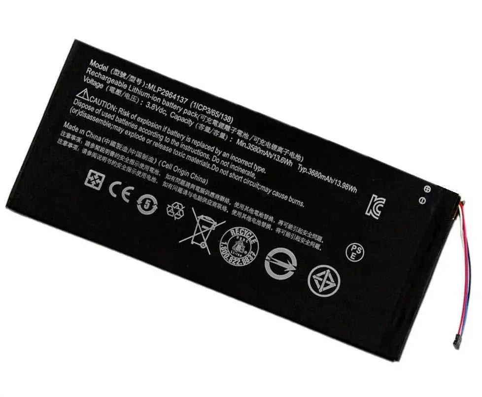 3.8V 13.6wh 3580mAh Original MLP2964137 Acer A1402 Iconia One 7 B1-730 B1-730HD 16GB Wi-Fi 3165142P A1402 Battery - eBuy UAE